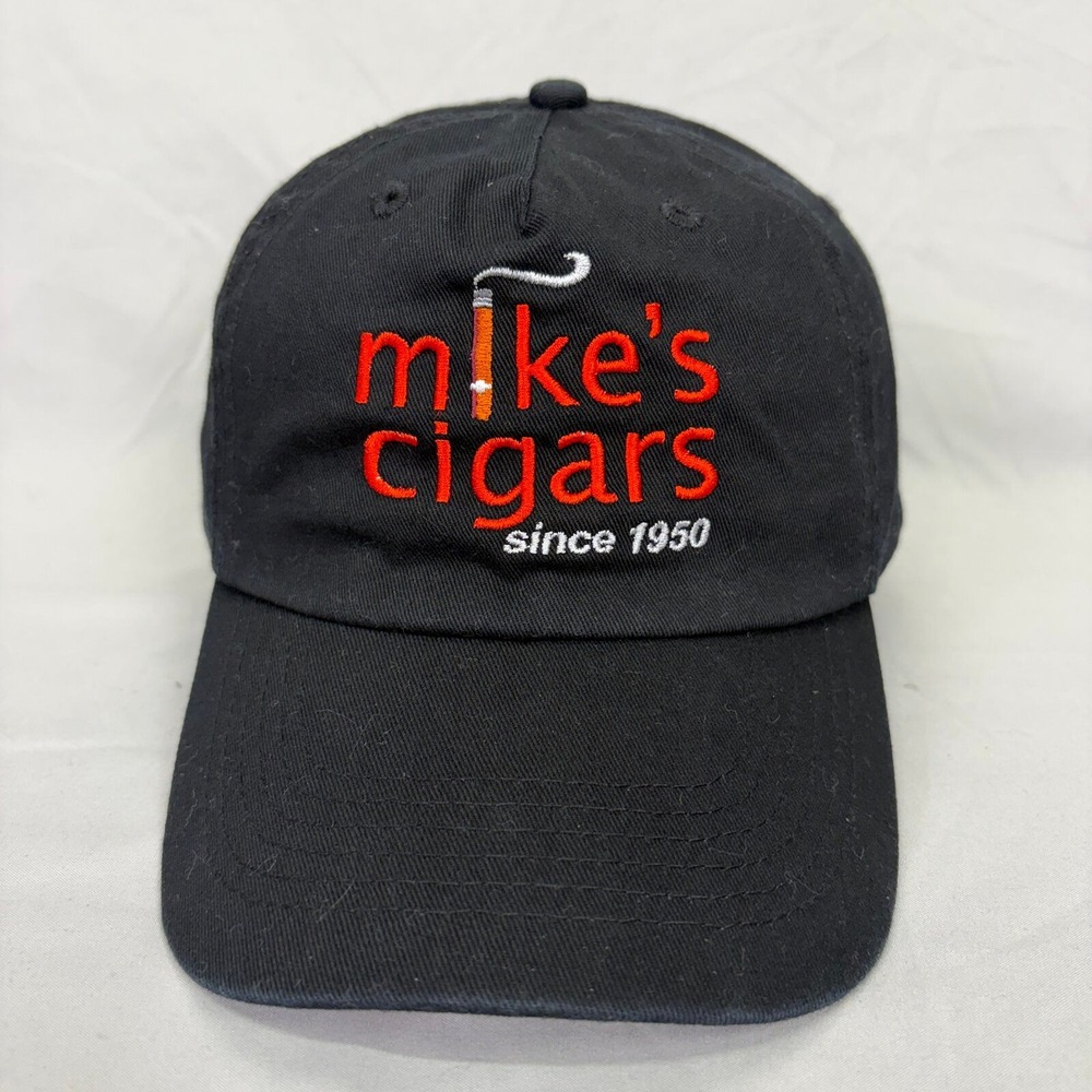 Hit Wear Mike's Cigars Baseball Cap Mens OSFA Black Embroidered Logo Hat